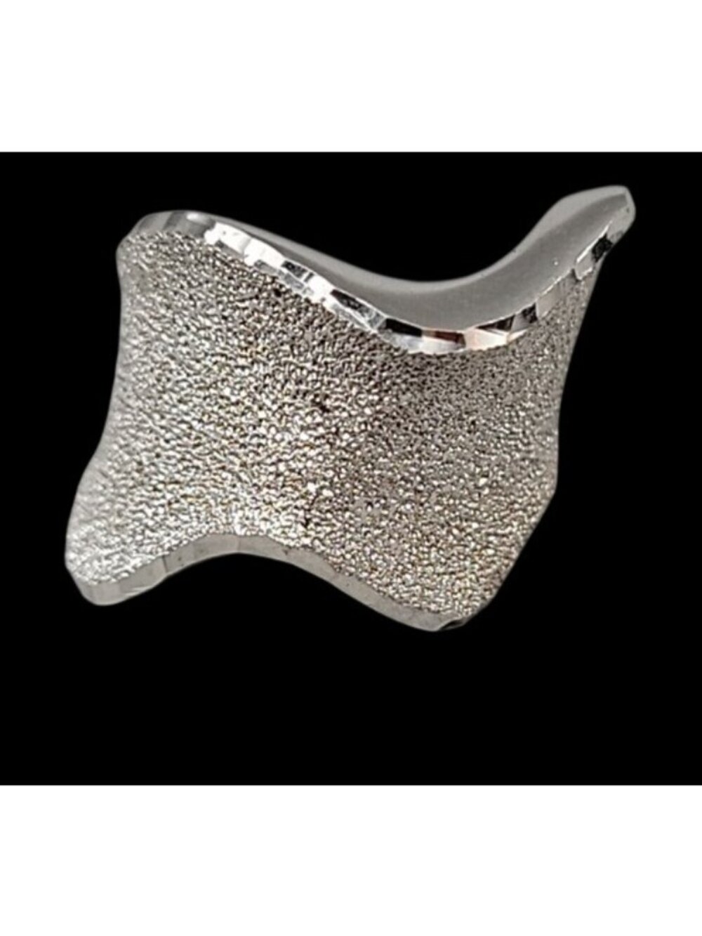 Vintage Sterling Silver Diamond Drizzle Cut Wave Ring Milor Italy Size 6.5 925 - Picture 16 of 16